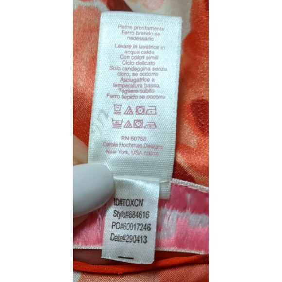 Women's Oscar de la Renta Pink Label Floral Print Ruffle Trim Robe LG - Picture 16 of 16